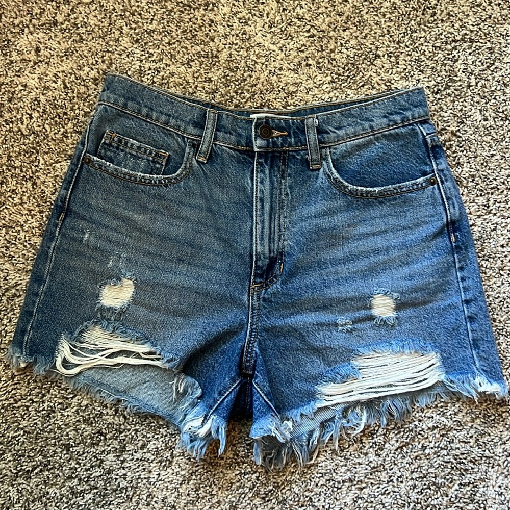 High Waisted Distressed Jean Shorts
